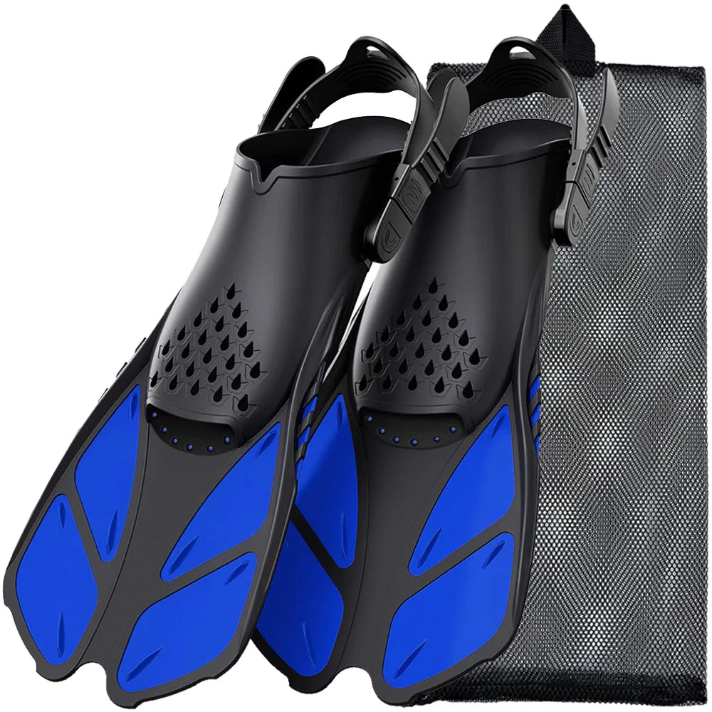 Snorkel Fins Adjustable Buckles Swimming Flippers Short Silicone Scuba Diving Shoes Open