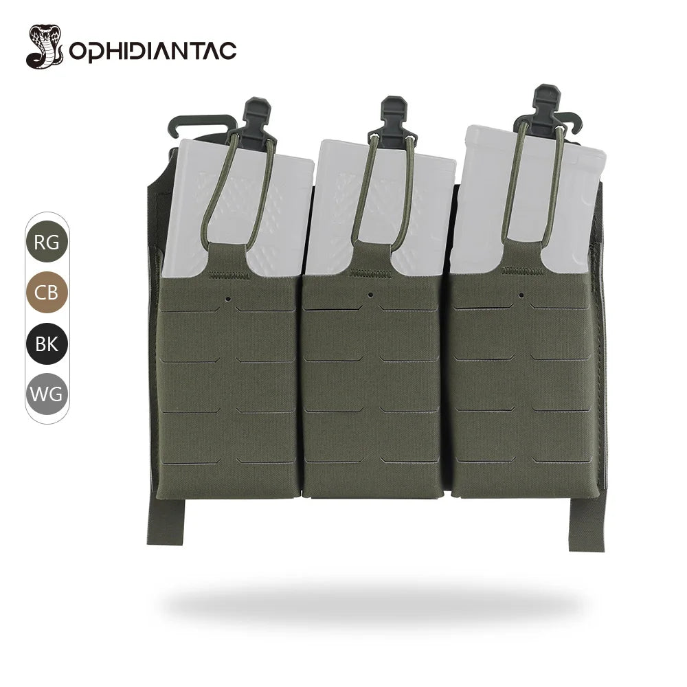 OPHIDIANTAC MOLLE Magazine Pack with Elastic Cord Handle Triple Mag Plate Hunting