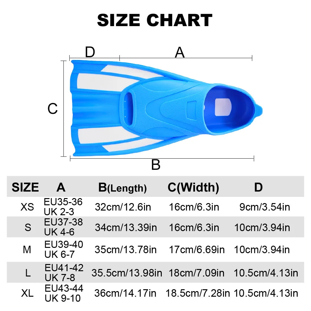 Full Foot Pocket Fins Silicone Floating Swim Buckles Snorkeling Diving Flippers Training Short