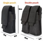 9mm Pistol Magazine Pouch Tactical Double Molle Belt Dual Mag Bag Flashlight Holder