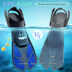 Snorkel Fins Adjustable Buckles Swimming Flippers Short Silicone Scuba Diving Shoes Open