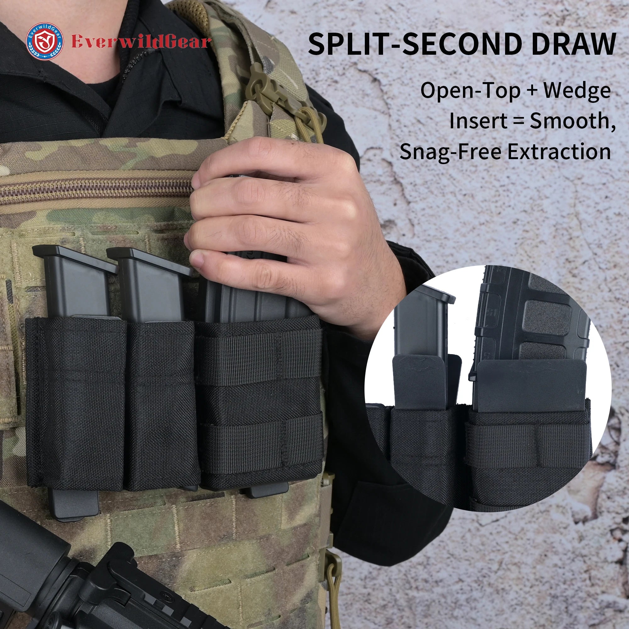 5.56 Magazine Pouch Double 9mm Pistol Mag Pouch, Molle Open-Top Quick Release