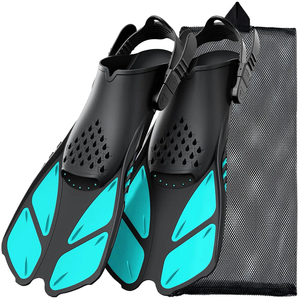 Snorkel Fins Adjustable Buckles Swimming Flippers Short Silicone Scuba Diving Shoes Open