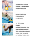 Swim Training Fins for All Strokes Ergonomic Fit Adjustable Heel Strap Comfortable Swimming