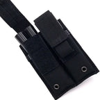 9mm Pistol Magazine Pouch Tactical Double Molle Belt Dual Mag Bag Flashlight Holder