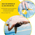 Swim Training Fins for All Strokes Ergonomic Fit Adjustable Heel Strap Comfortable Swimming